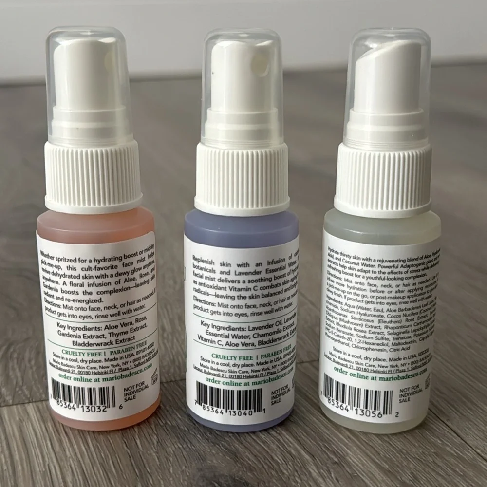 Mario Badescu Skin Care Trio Set Spritz, Mist, Glow, Facial Spray Set of 3